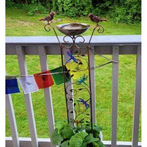 Garden Trellis Bird Bath Outdoor, 40 Inch Antique Iron Garden Plant